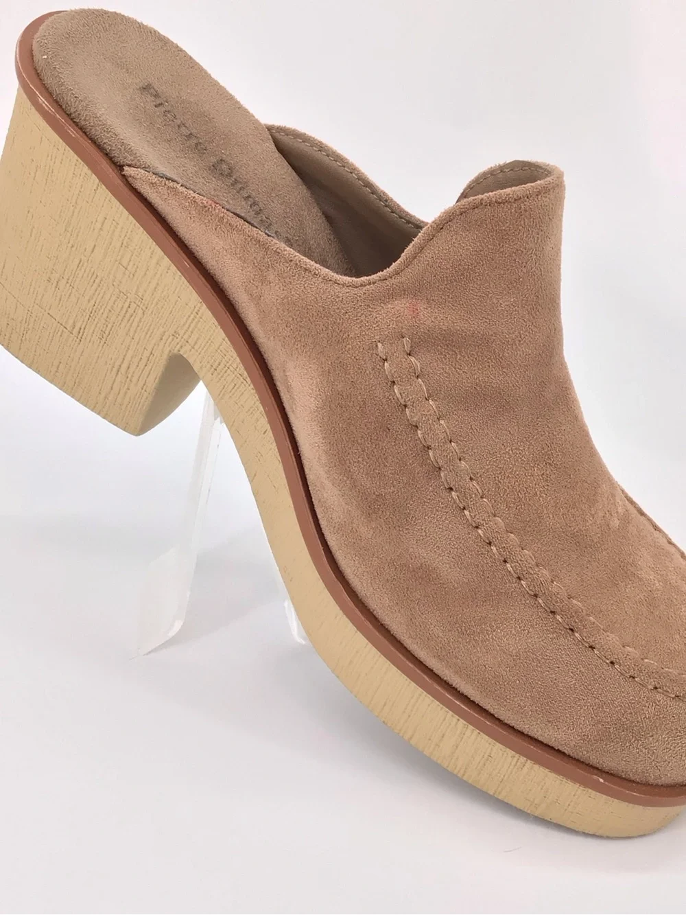 Pierre Dumas Women's Taupe Suede Closed-Toe Slide Mules Clogs Size 8.5